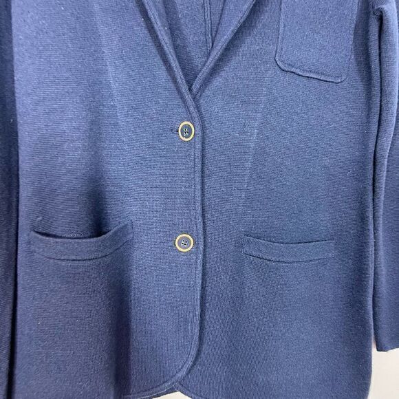 J. Crew Classic Knit Sweater Blazer In Navy Blue Wool Blend BB682 Womens XS - Picture 8 of 8